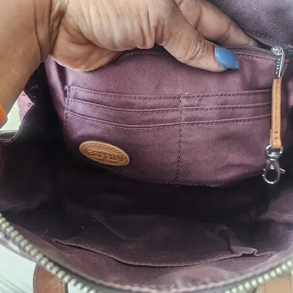 Fossil Sydney Satchel Geometric Pattern with Crossbody Strap - Picture 5 of 9